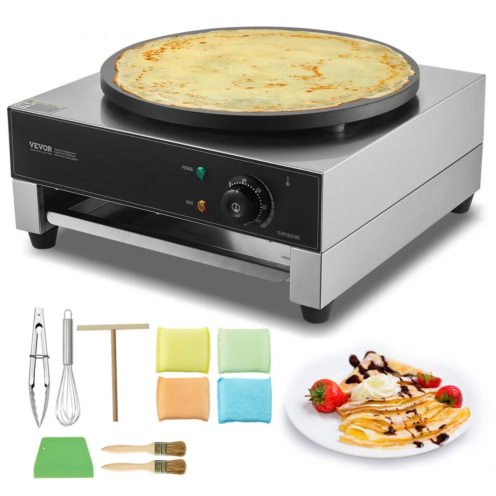 Summer Sale
VEVOR Electric Crepe Maker, 16-Inch Commercial Crepe Machine, 1700W Flat Plate Crepe Griddle, Nonstick Stainless Steel Pancake Making Machine, Desktop Circular Cereals Pancake Stove with Temp Control