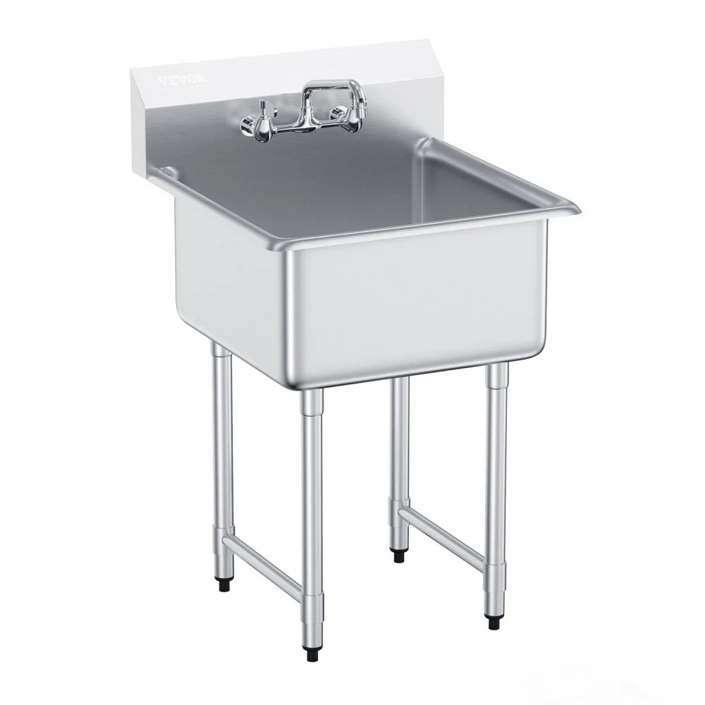 Summer Sale
VEVOR Stainless Steel Prep & Utility Sink, 1 Compartment Free Standing Small Sink Include Faucet & legs, 27"x41" Commercial Single Bowl Sinks for Garage, Restaurant, Kitchen, Laundry