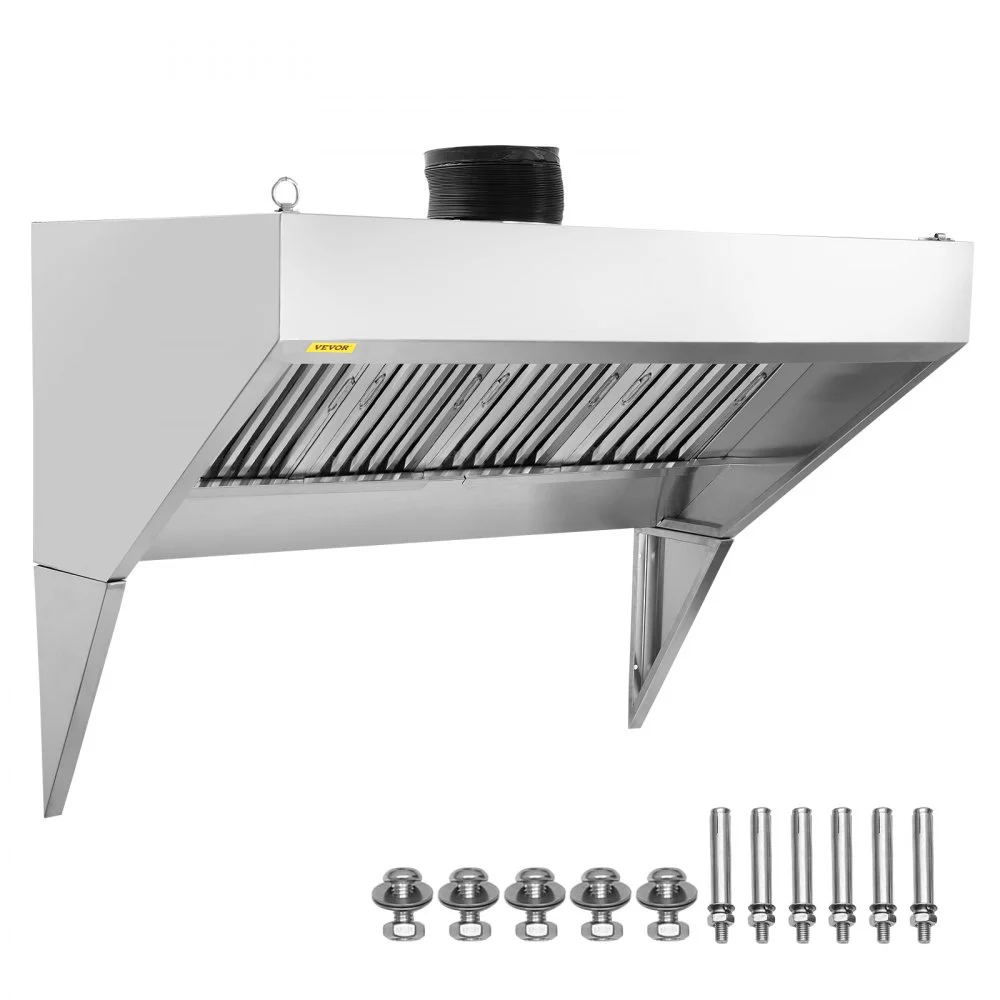 Summer Sale
VEVOR Commercial Exhaust Hood, 5FT Food Truck Hood Exhaust, 201 Stainless Steel Concession Trailer Hood with 2 Detachable U-shaped Grid Oil Filter Mesh, Rust Resistant Vent Hood for Kitchen Restaurant