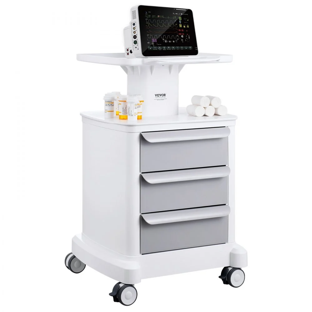 Summer Sale
VEVOR 4 Tiers Lab Carts, Lab Utility Cart with 3 Drawers & 1 Top Tray, Mobile Medical Cart with ABS Material, Lab Rolling Cart with 4 Silent Wheels for Lab, Clinic, Hospital, Salon, White