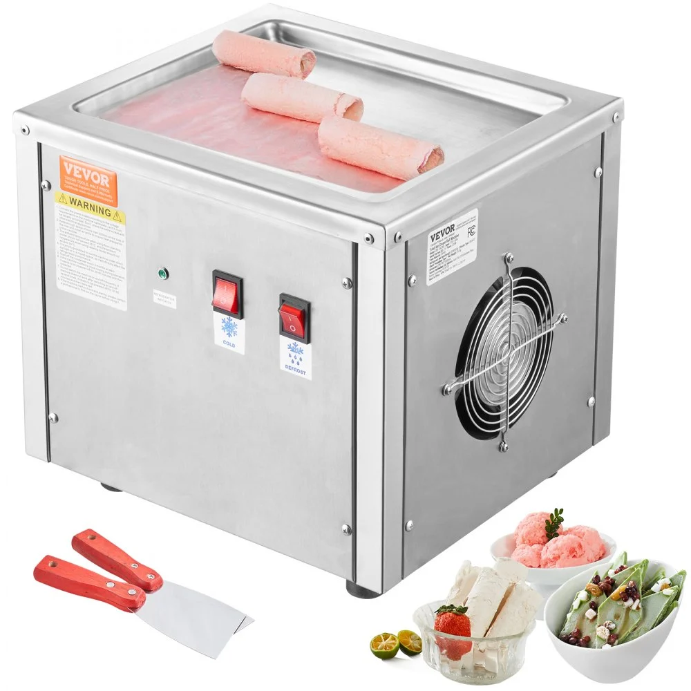 Summer Sale
VEVOR Fried Ice Cream Roll Machine, 11" x 9.5" Stir-Fried Ice Cream Pan, Stainless Steel Rolled Ice Cream Maker with Compressor and 2 Scrapers, for Making Ice Cream, Frozen Yogurt, Ice Cream Rolls
