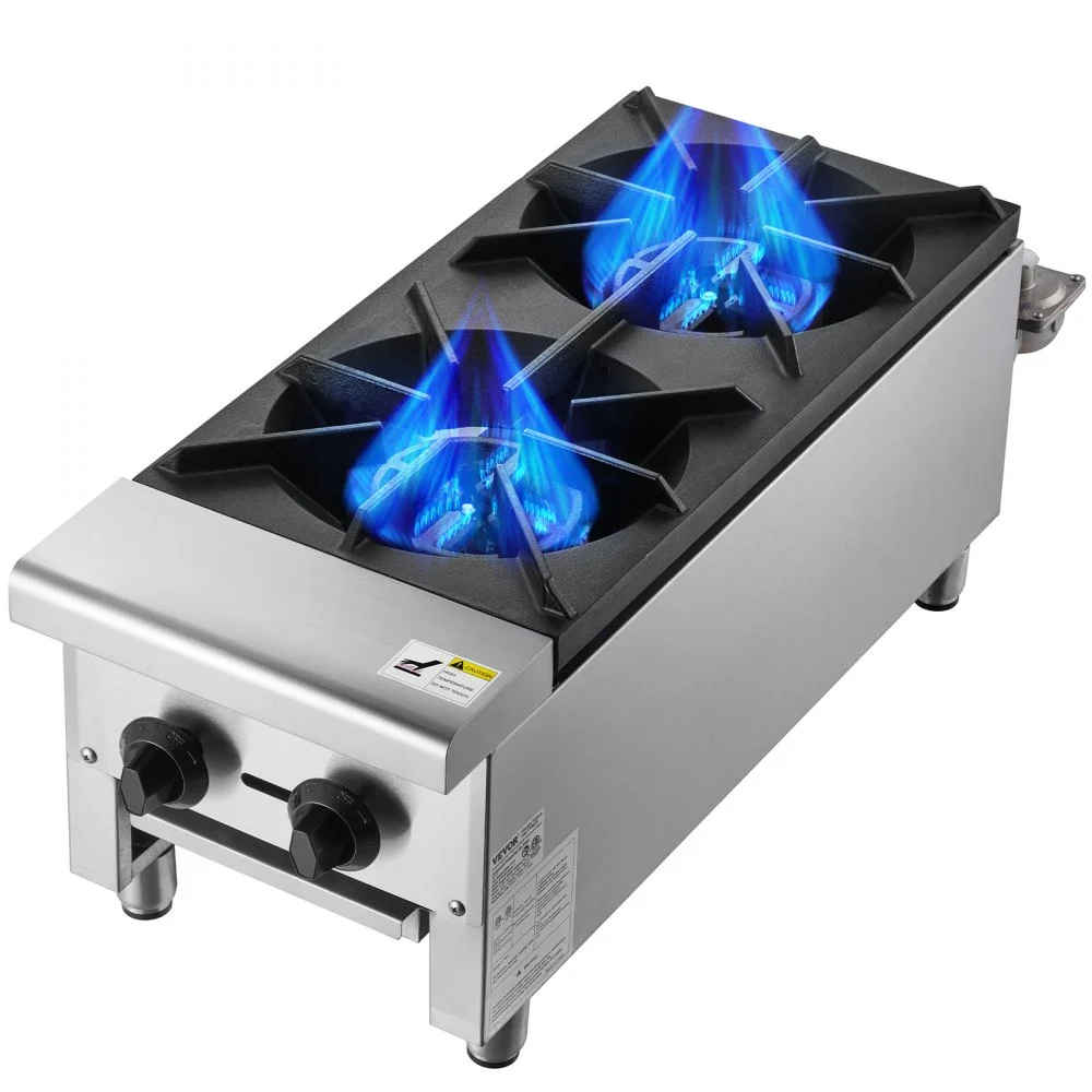 Summer Sale
VEVOR Commercial Gas Stove with 2 Burners, Propane and Natural Gas Countertop Cooking Stove Range, Stainless Steel Gas Hot Plate, Commercial Cooking Equipment for Restaurant, 56,000 BTU