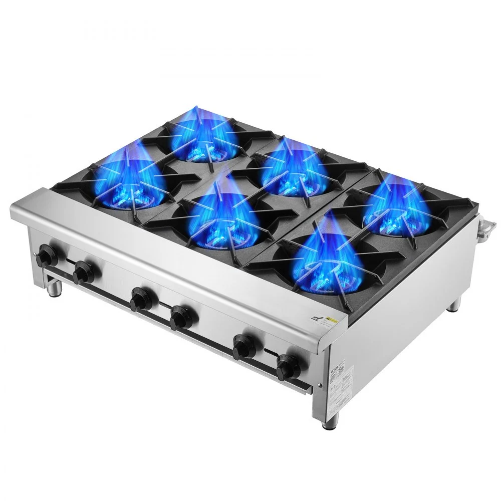 Summer Sale
VEVOR Commercial Gas Stove with 6 Burners, Propane and Natural Gas Countertop Cooking Stove Range, Stainless Steel Gas Hot Plate, Commercial Cooking Equipment for Restaurant, 168,000 BTU