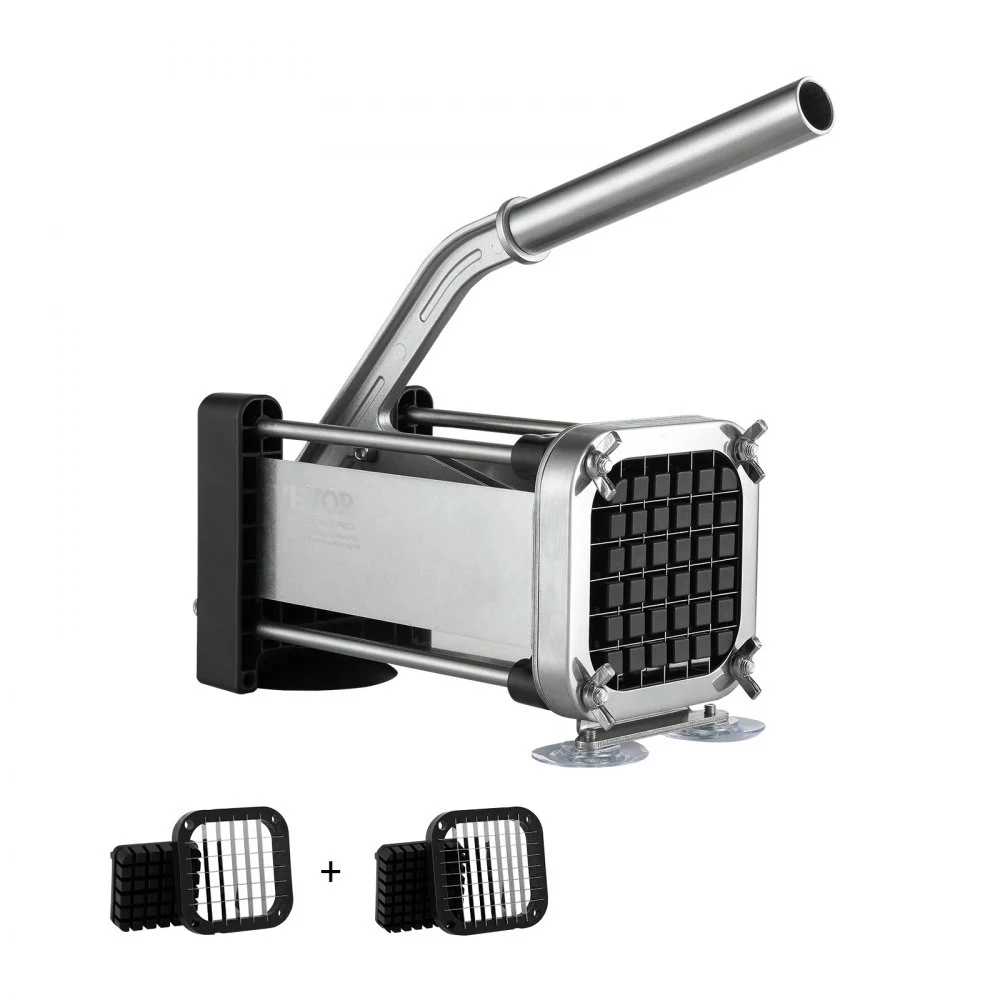 VEVOR French Fry Cutter, Potato Slicer with 1/2-Inch and 3/8-Inch Stainless Steel Blades, Manual Potato Cutter Chopper with Suction Cups, Great for Potato, French Fries, Cucumber, Vegetables, Carrot