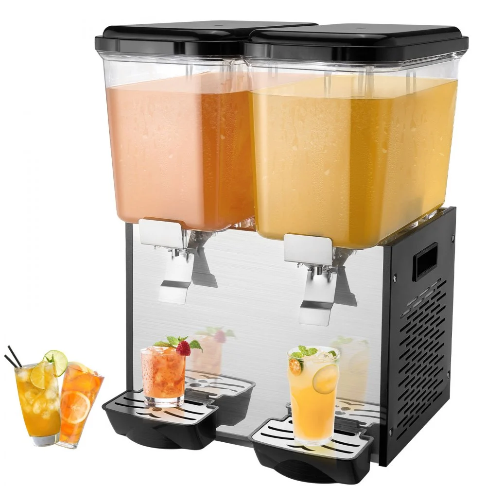 Summer Sale
VEVOR Commercial Beverage Dispenser, 2 Tanks 18 L / 19 QT Per Tank Juice Dispenser, 370W Stainless Steel Ice Tea Drink Machine with 45°F-54°F Cooling Temperature, for Cold Drink Restaurant Bar Party