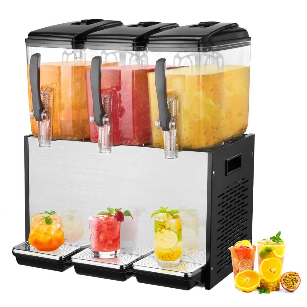Summer Sale
VEVOR Commercial Beverage Dispenser, 3 Tanks 12 L / 12.7 QT Per Tank Juice Dispenser, 370W Stainless Steel Ice Tea Drink Machine with 45°F-54°F Cooling Temperature, for Cold Drink Restaurant Bar Party