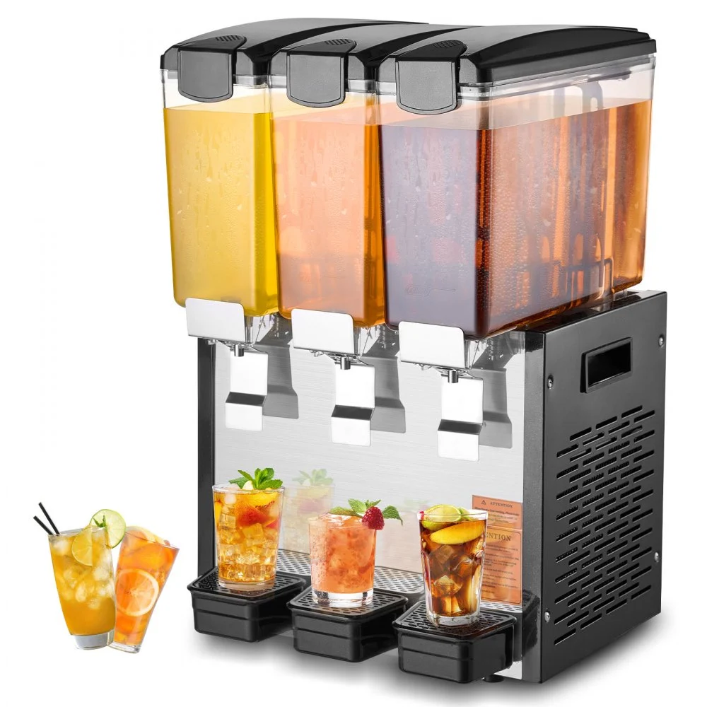 Summer Sale
VEVOR Commercial Beverage Dispenser, 3 Tanks 10 L / 10.6 QT Per Tank Juice Dispenser, 440W Stainless Steel Ice Tea Drink Machine with 45°F-54°F Cooling Temperature, for Cold Drink Restaurant Bar Party