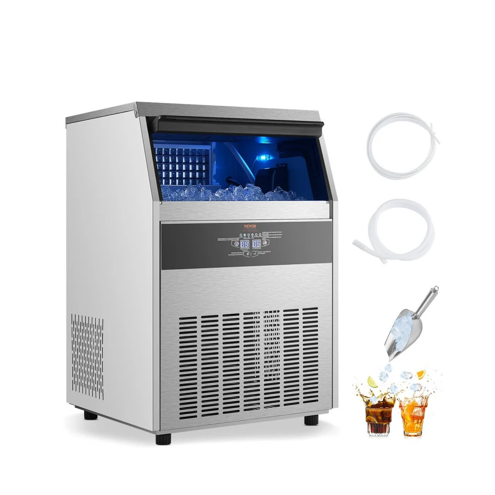 VEVOR 265lbs/24H Commercial Ice Maker, 108 Ice Cubes in 15 Minutes, Freestanding Ice Maker Machine with 66lbs Large Storage Capacity for Bar Office Restaurant, with LED Digital Display & Self-Cleaning