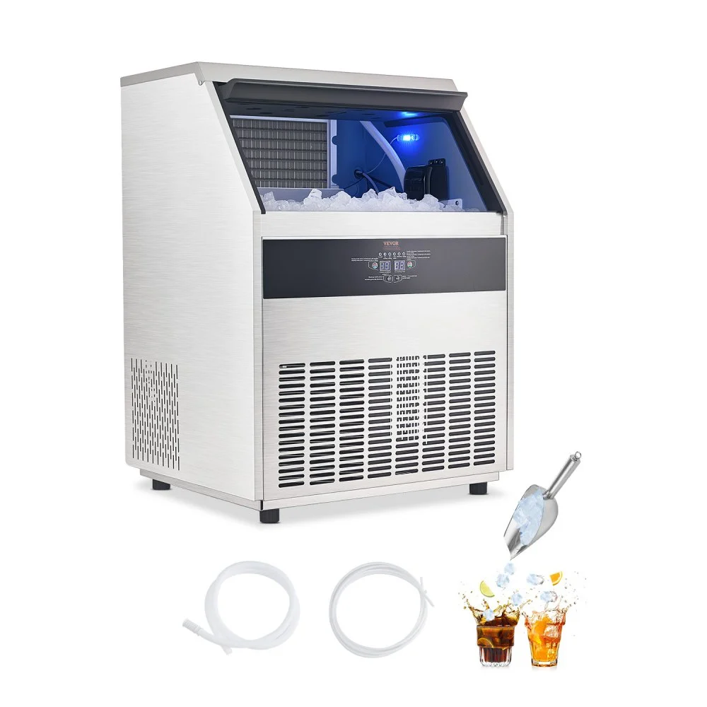 VEVOR 300lbs/24H Commercial Ice Maker, 126 Ice Cubes in 15 Minutes, Freestanding Ice Maker Machine with 88lbs Large Storage Capacity for Bar Office Restaurant, with LED Digital Display & Self-Cleaning