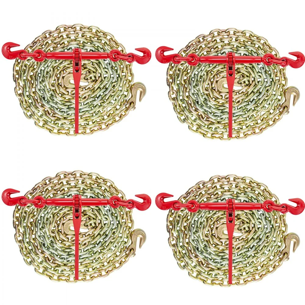Summer Sale
VEVOR Chain and Binder Kit 3/8in-1/2in, Ratchet Load Binders 9215lbs Working Strength, Ratchet Binders and Chains, 3/8in x 10ft Chains with G70 Hooks, for Truck, Tie Down, Hauling, Towing