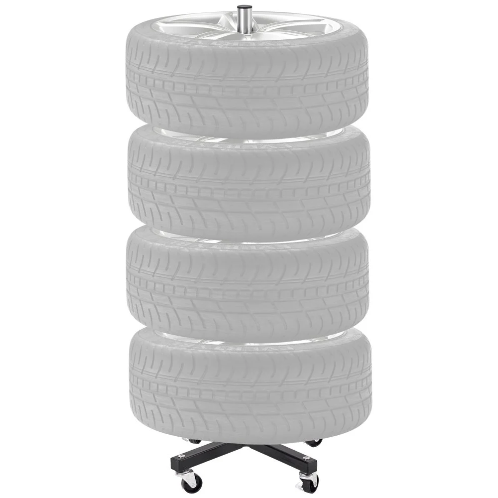VEVOR Wheel Rack on Casters, Robust Steel Wheel Stand for 4 Wheel and Rim Combinations, Compact & Portable Tire Storage for Tires as Wide as 225mm, Supports up to 220LBS Weight, Perfect for Garage Workspace