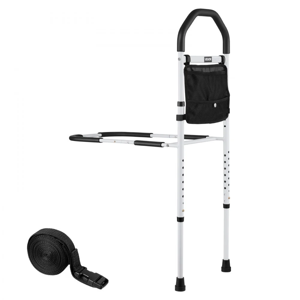 VEVOR Bed Rail for Elderly, Bedside Assist Rails with Supporting Leg and PU Handrail, Adjustable Height Carbon Steel Pipe Bedside Cane, Bed Bars for Seniors & Patients, Fits King, Queen, Full, Twin