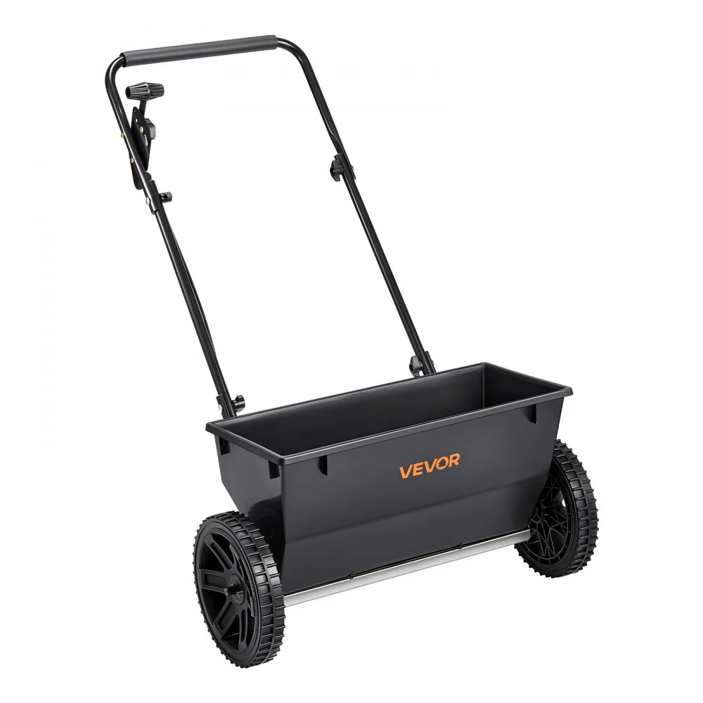 VEVOR Lawn Drop Spreader, 50LBS Capacity, Walk-Behind Push Spreader, 18 in Spreading Width, 10 in All Terrain Pneumatic Tires, Lawn Spreaders with Hopper Grate, for Seed, Fertilizer, Salt, Ice Melt