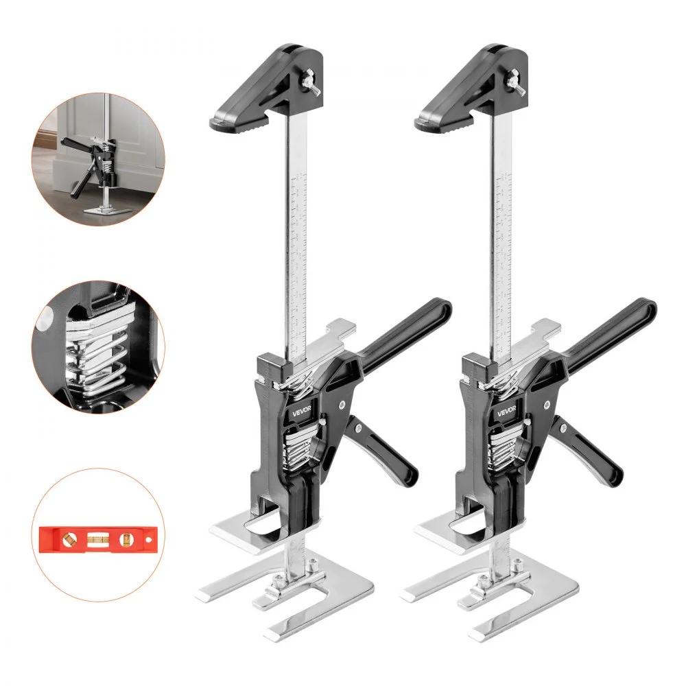 VEVOR Labor Saving Arm Jack, 2 PCS 330 lbs Bearing Capacity, Lifting up to 9.8", Metal Hand Lifting Jack Tool with Magnetic Level, Adjustable Height, for Door, Window, Furniture, Woodworking, Black