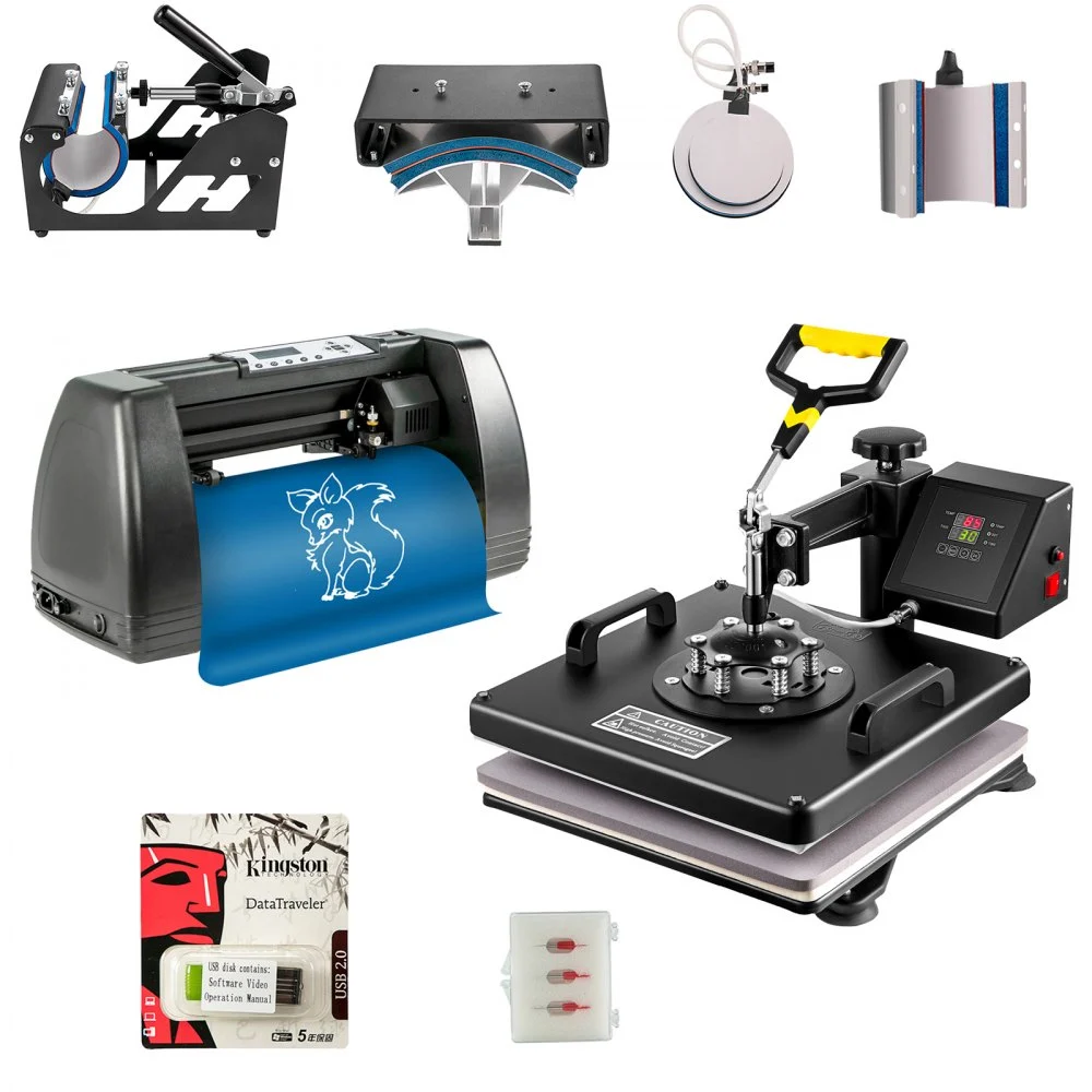 VEVOR 6 In 1 Mug Hat Heat Press & 14 Inch Vinyl Cutter Plotter Machine Kit
