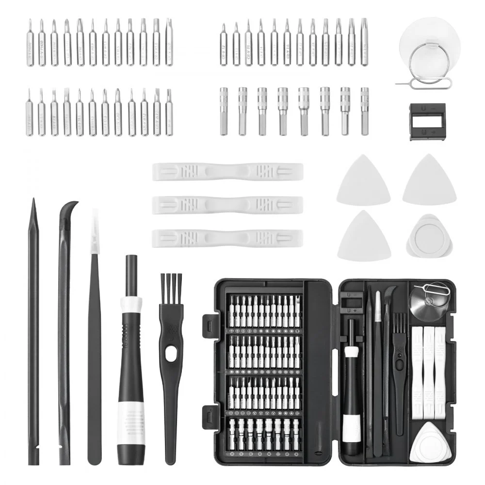 VEVOR Screwdriver Set, 59-Piece Small Precision Screwdriver Set with Phillips, Flat Head, Torx, Pentalobe Bits, Tweezer for Men, Mini Cleaning Repair Tool Kit for iPhone, MacBook, Laptop, Computer