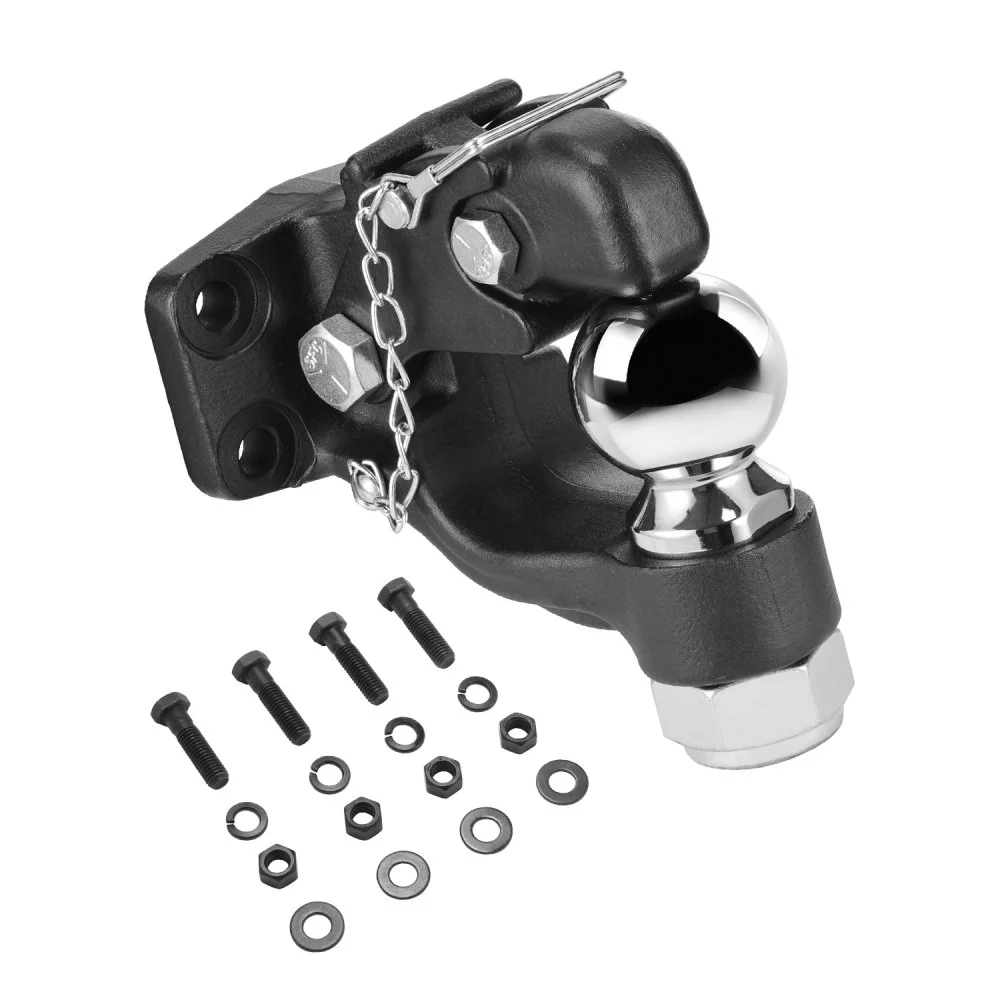 VEVOR Pintle Hook, 30000 lbs Towing Capacity, Trailer Hitches Receiver Hook Combination 2-5/16-inch Hitch Ball, Fits 2.5 to 3-inch Lunette Ring with Mounting Kit, Wear-resistant, Black Powder Coat