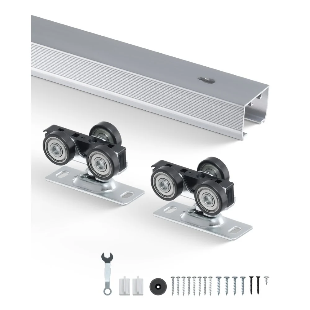 VEVOR Sliding Pocket Door Hardware Track Kit, 5.73 ft Heavy Duty Pocket Door Hardware Kit, Commercial Grade Pocket Door Hardware and Track Set for 24"-36" Wide Single Door, Smoothly and Easy to Install