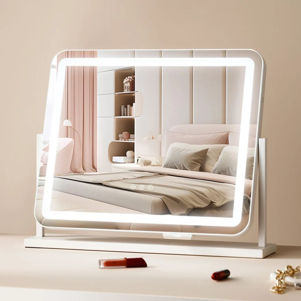 Clearance
VEVOR Vanity Mirror with Lights, Three Color Lighting Modes, Lighted Makeup LED Mirror, and 5X Magnification,USB Port, Smart Touch Control, 360°Rotation (21.7x17.7 in, White)