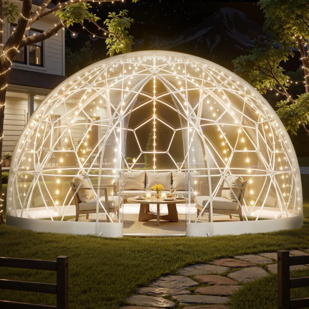 Summer Sale

        
               VEVOR Garden Dome Igloo, 15 x 9.5 ft Outdoor Clear Bubble Tent for 10-14 Person, Weatherproof Geodesic Dome Greenhouse  with Window, PVC Igloo Tent for Backyard Patios Camping Party Wedding