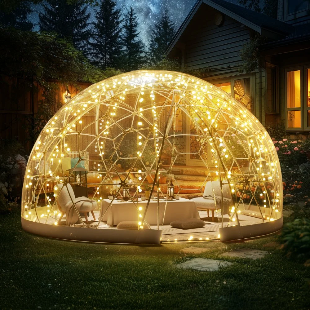 VEVOR Garden Dome Igloo Tent House, 12 FT Dome Tent, Upgraded Garden Igloo with PVC Transparent Cover and Window, Waterproof Outdoor Geodesic Dome Camping Shelter for Patio, Dining Backyard, Party