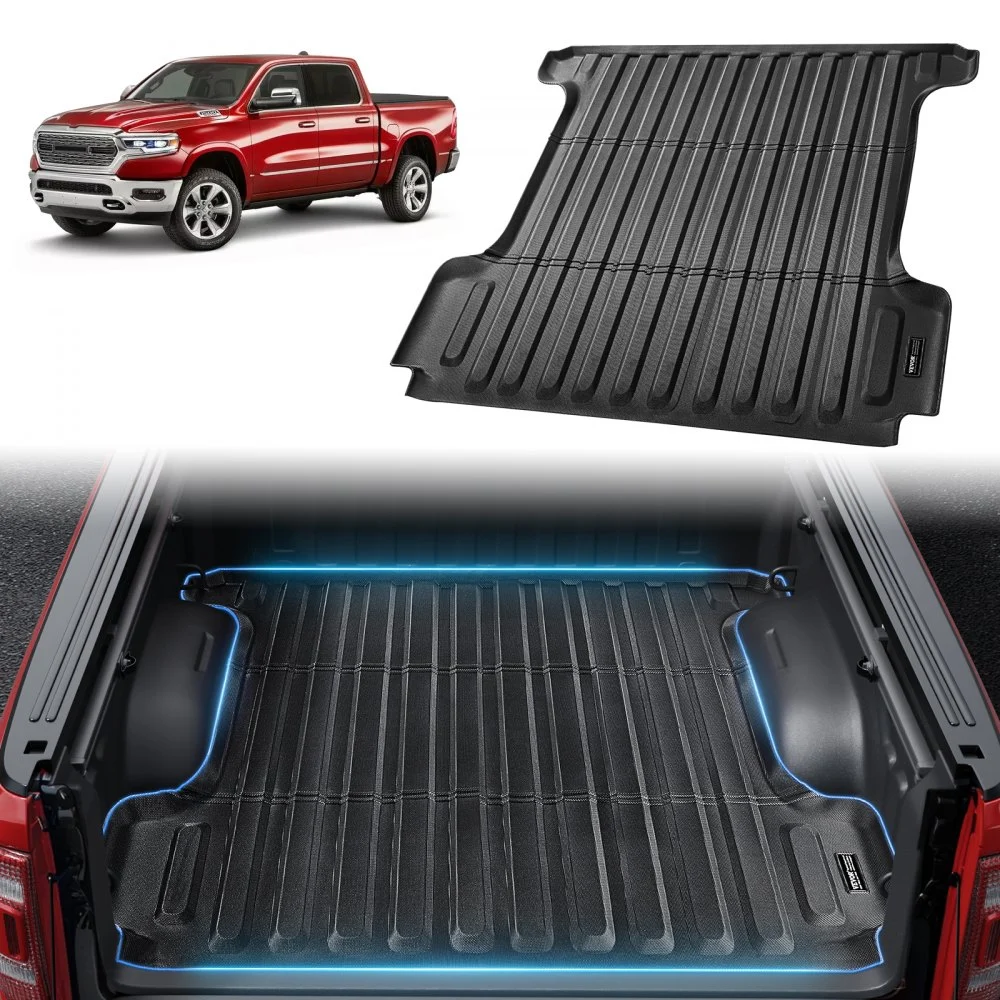VEVOR Truck Bed Mat, Compatible with 2019-2024 Dodge Ram1500, TPE Truck Bed Liner Mat Fits for 5.6 FT Bed, Thick and Heavy-Duty Bed Mat Car Accessories for All-Weather Protection, Prevent Slipping