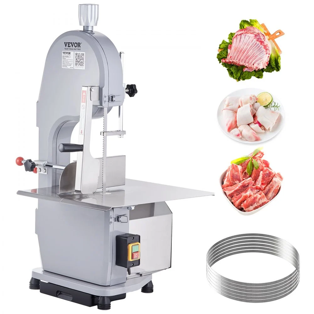Summer Sale
VEVOR Commercial Electric Meat Bandsaw, 1100W Stainless Steel Countertop Bone Sawing Machine, Workbeach 19.3" x 15", 0.16-7.9 Inch Cutting Thickness, Frozen Meat Cutter with 6 Blades for Rib Pork Beef