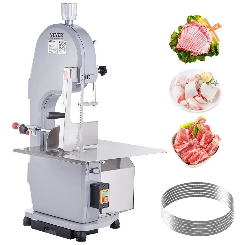 Summer Sale
VEVOR Commercial Electric Meat Bandsaw, 1500W Stainless Steel Countertop Bone Sawing Machine, Workbeach 19.3" x 15", 0.16-7.9 Inch Cutting Thickness, Frozen Meat Cutter with 6 Blades for Rib Pork Beef