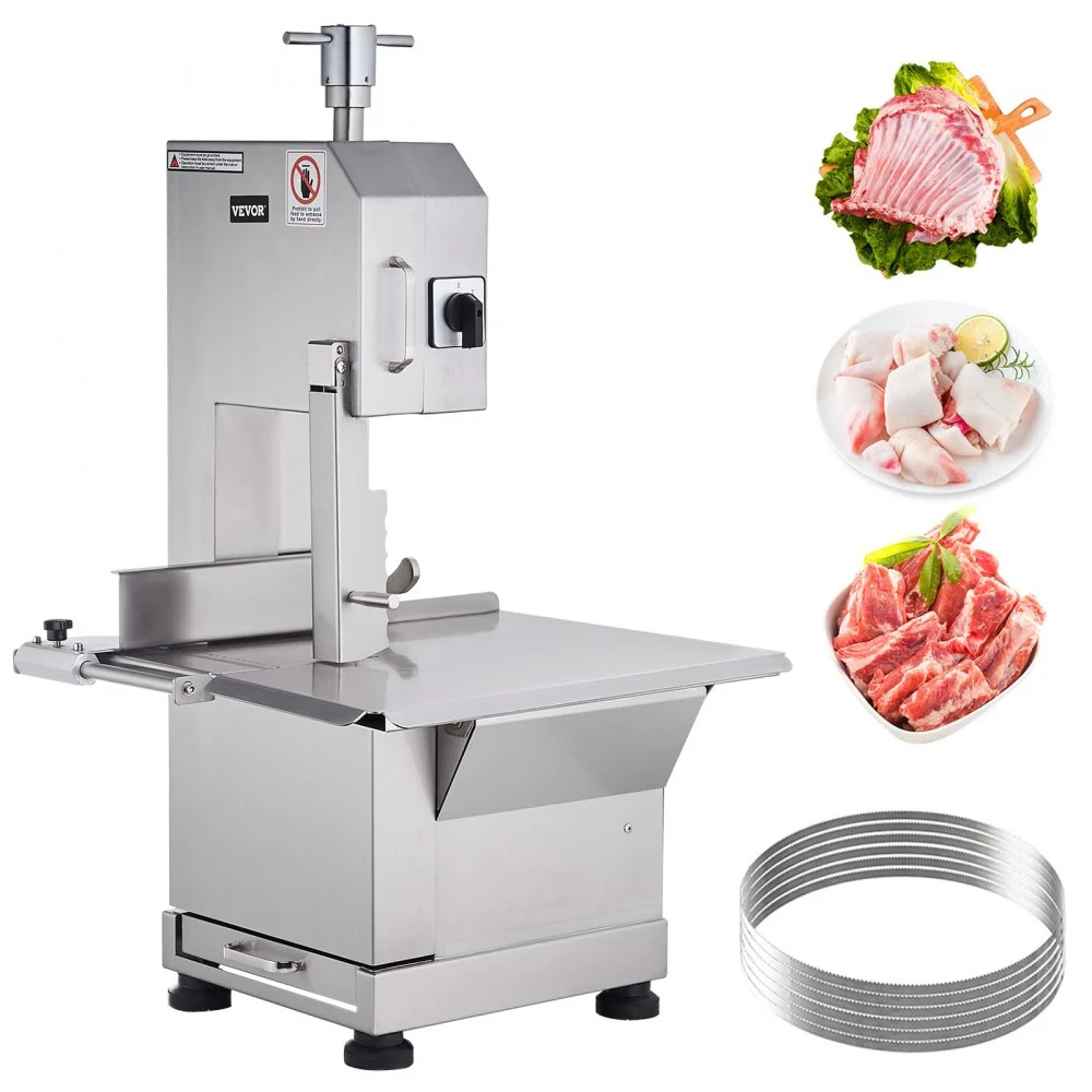 Summer Sale
VEVOR Commercial Electric Meat Bandsaw, 2200W Stainless Steel Countertop Bone Sawing Machine, Workbeach 18.5" x 20.9", 0-7.1 Inch Cutting Thickness, Frozen Meat Cutter with 6 Blades for Rib Pork Beef