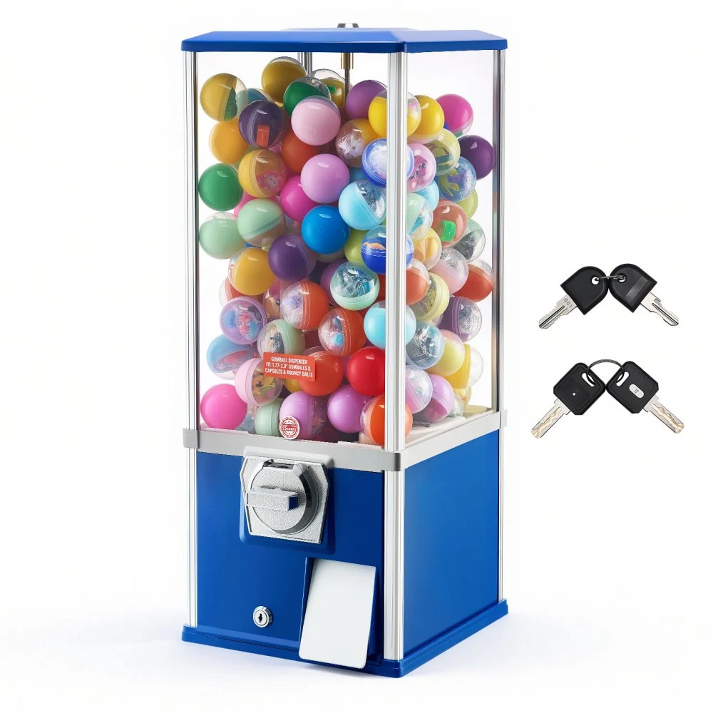 Summer Sale
VEVOR Gumball Machine for Kids, 25" Height Home Vending Machine, PS Bouncy Balls Dispenser, Hold 230 Capsule Toys, Rectangle Bubble Gum Machine for Game Stores, Coin Operated Gumball Bank, Blue
