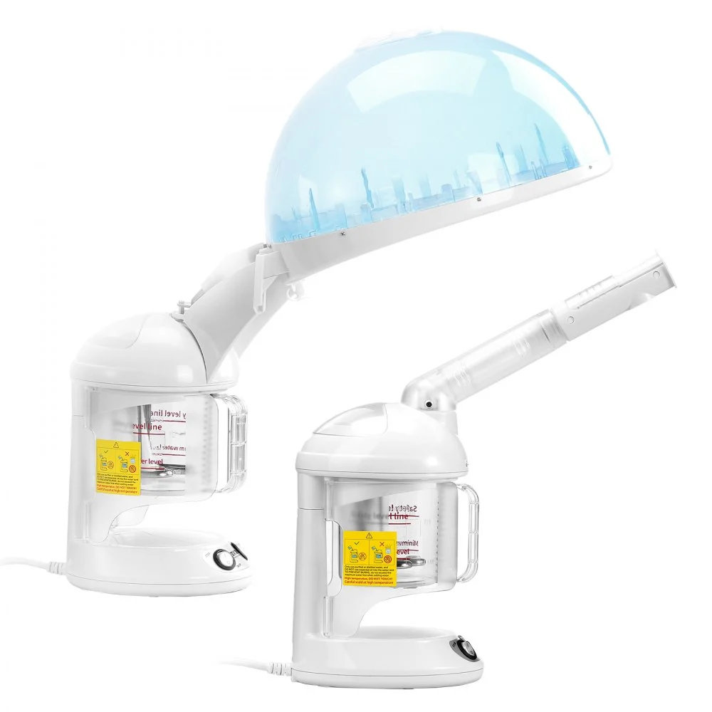 VEVOR Hair Steamer, 2-in-1 Professional Hair & Facial Steamer with Detachable Bonnet Hood, Nano Ionic & UV Ozone Face Steamer with 360° Rotatable Sprayer for Salon Spa Home Beauty