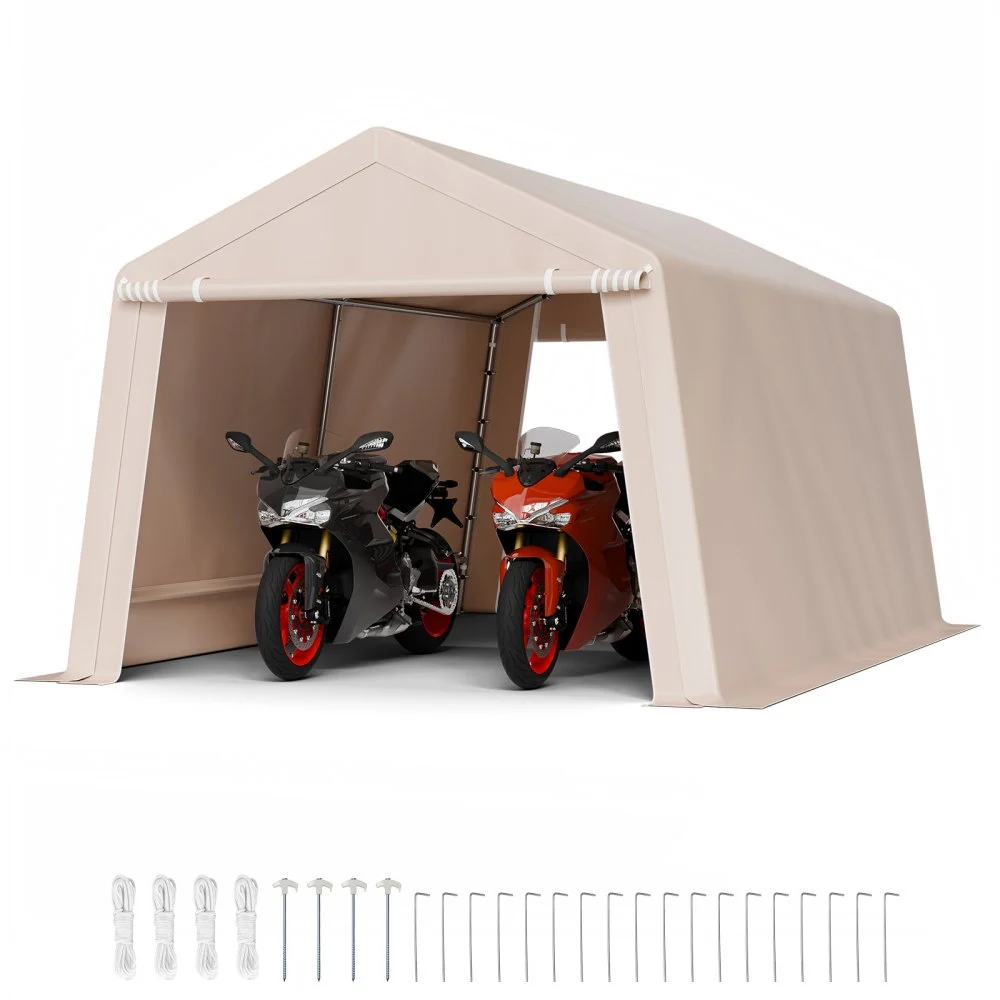 Summer Sale

        
               VEVOR Outdoor Storage Shed, 10 x 15 ft Portable Storage Tent with 2 Roll-up Doors & Vents, Waterproof Canopy Shed Shelter, Heavy Duty Frame, Patio Garage Carport for Motorcycle Lawn Mower, Beige