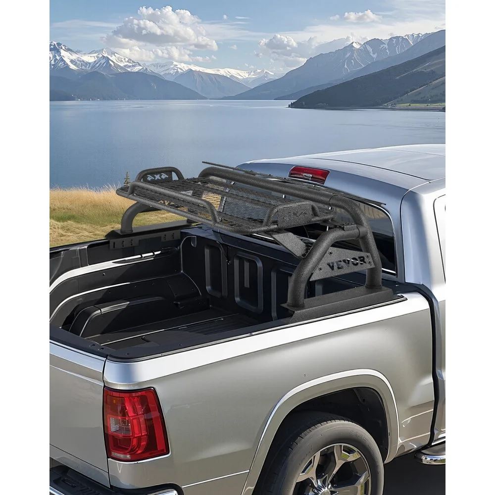 Summer Sale
VEVOR Truck Bed Roll Bar, Universal Adjustable Sport Bar Chase Rack, with Luggage Rack for Full-Size Pickup, Carbon Steel Construction with Extension Light Bracket, Rust-resistant Coating