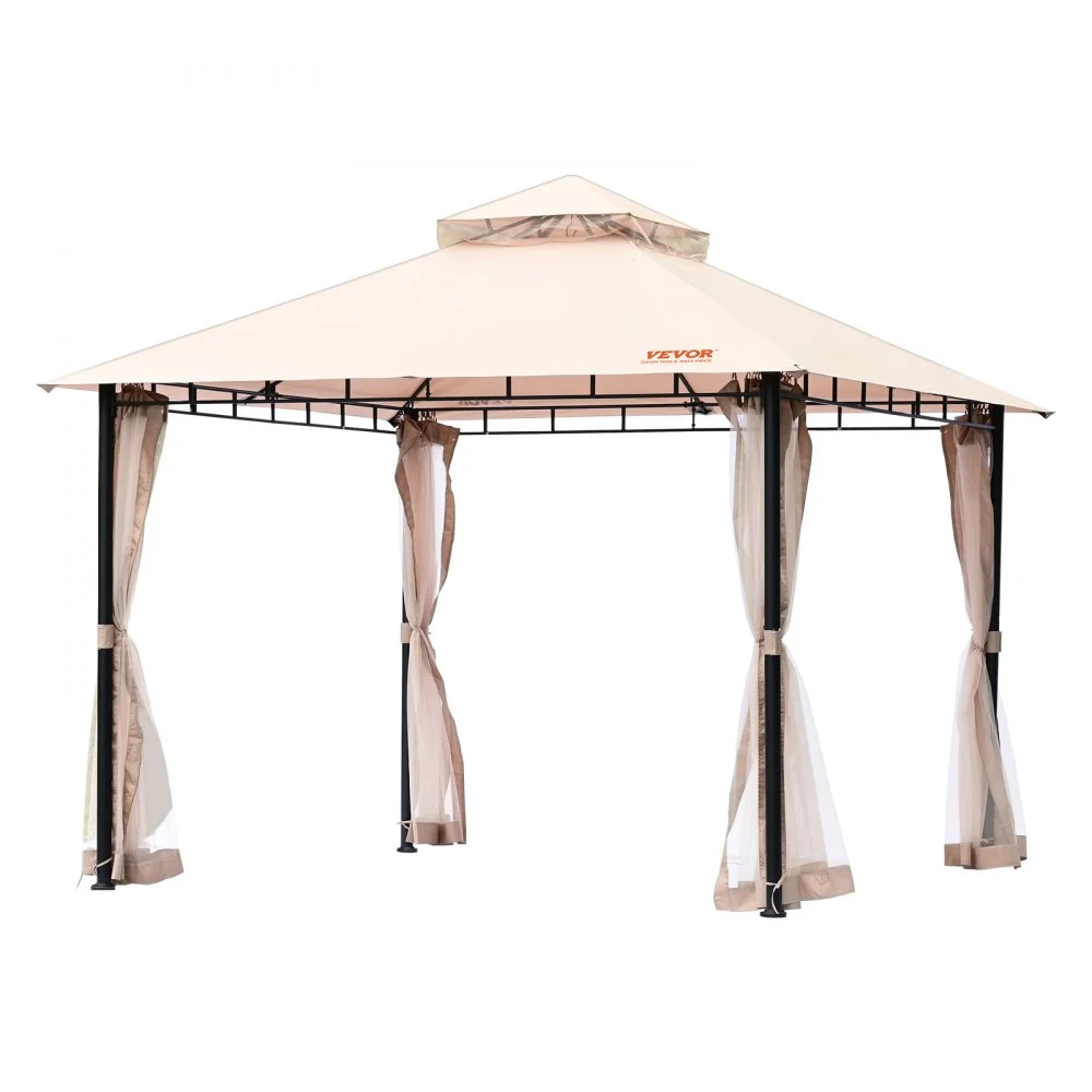 Summer Sale
VEVOR Patio Gazebo for 6-8 Person, 10 x 10 FT Backyard Gazebo, with Mosquito Netting, Metal Frame, and PU Coated 180G Polyester, Outdoor Canopy Shelter for Patio, Backyard, Lawn, Garden, Deck