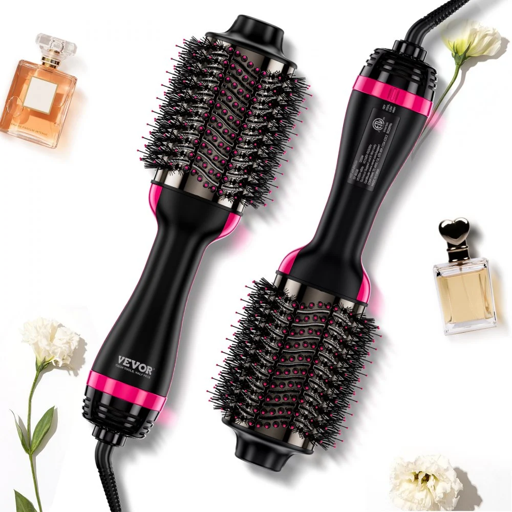 VEVOR Hair Blow Dryer Brush, 4 in 1 Ionic Hair Dryer Styler and Volumizer with Electroplated Titanium & 2.95" Ceramic Coating Oval Barrel, 3-Temp Hot Air Styling Brush for Drying Straightening Curling