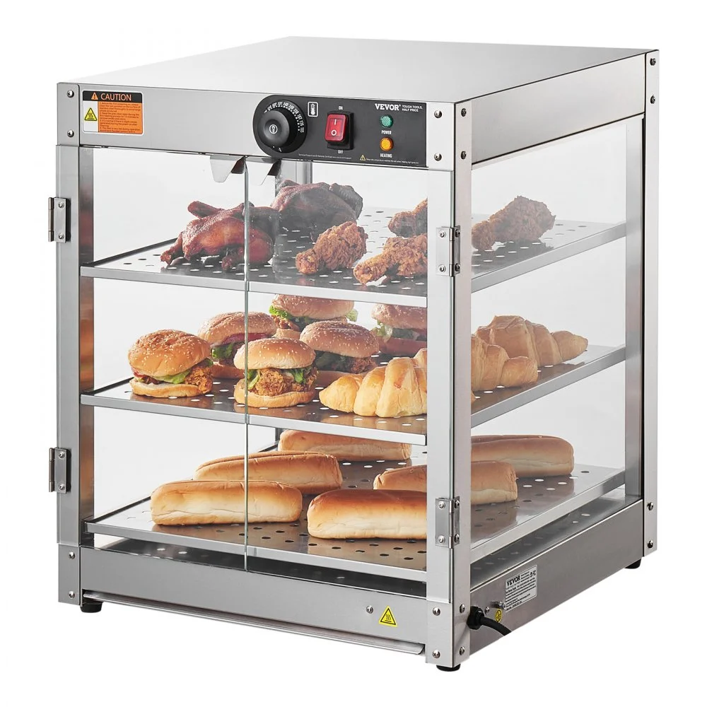 Summer Sale
VEVOR 3-Tier Commercial Food Warmer Display, 800W Food Display Warmer with Light to Enhance Food Display, 86℉~185℉ Temperature Control, 90L Large Capacity for Hamburger, Pizza, Bread, Fried Chicken