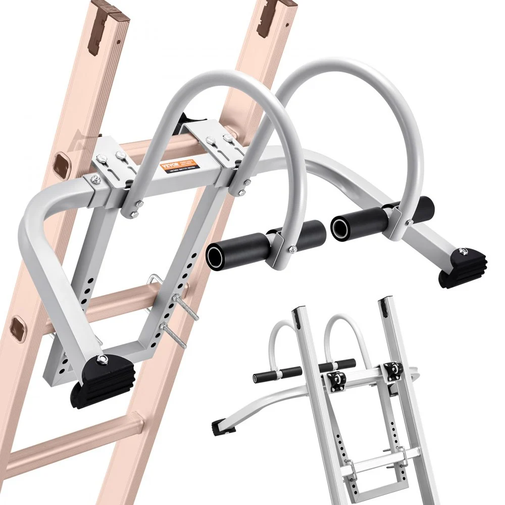VEVOR Ladder Stabilizer, 2 in 1 Extension Wall Ladder Standoff Hook, Roof Ridge Ladder Accessories Both Horizontally and Vertically, Heavy-duty Steel Rubber Grip T-Bar, Quick Access to Steep Roofs