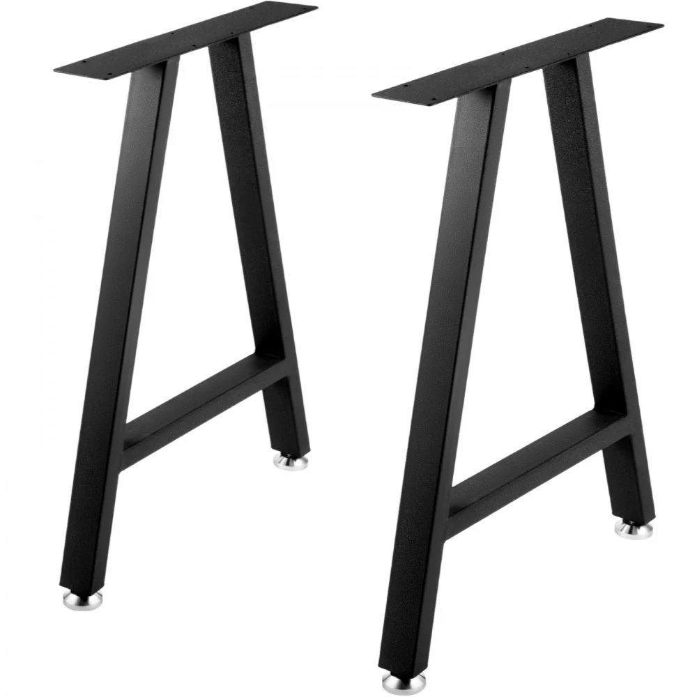 VEVOR Metal Table Legs 28 x 17.7 inch A-Shaped Desk Legs Set of 2 Heavy Duty Bench Legs with Polyurethane Coating, Furniture Legs with Floor Protectors, Wrought Iron Coffee Table Legs for Home DIY Bla