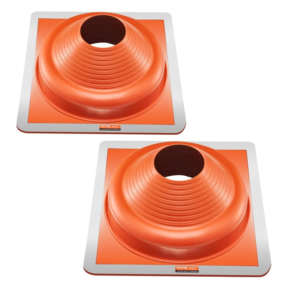 VEVOR 2Pcs Roof Pipe Flashing Boots, Fit Pipe OD 6-3/4" to 14", Flexible Silicone Roofing Jack Pipe Flashing, High Temp -101℉ to 437℉, Square Metal Base, for Chimney, Wood Stove & Outdoor Vent Pipes