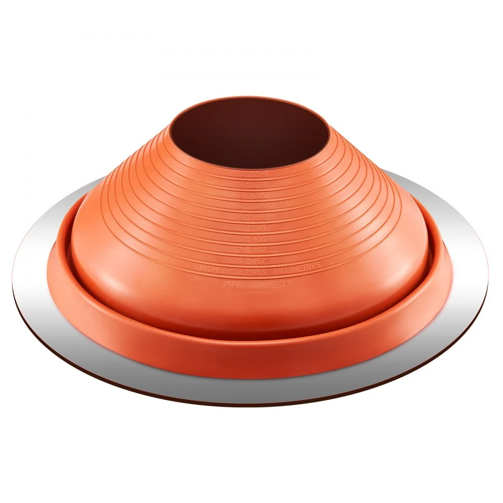 VEVOR Roof Pipe Flashing Boot, Fit Pipe OD 10" to 19", Flexible Silicone Roofing Jack Pipe Flashing, High Temp -101℉ to 437℉, Lasting Round Red Metal Base, for Chimney, Wood Stove & Outdoor Vent Pipe