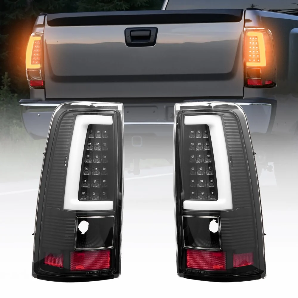 VEVOR Tail Light Assembly Compatible with 2003-2006 Chevy Silverado 1500 1500 HD 2500 2500 HD 3500, 2007-2007 Chevy Classic, 2PCS Driver & Passenger Side LED Taillight Brake Lamps with Bulbs, Black