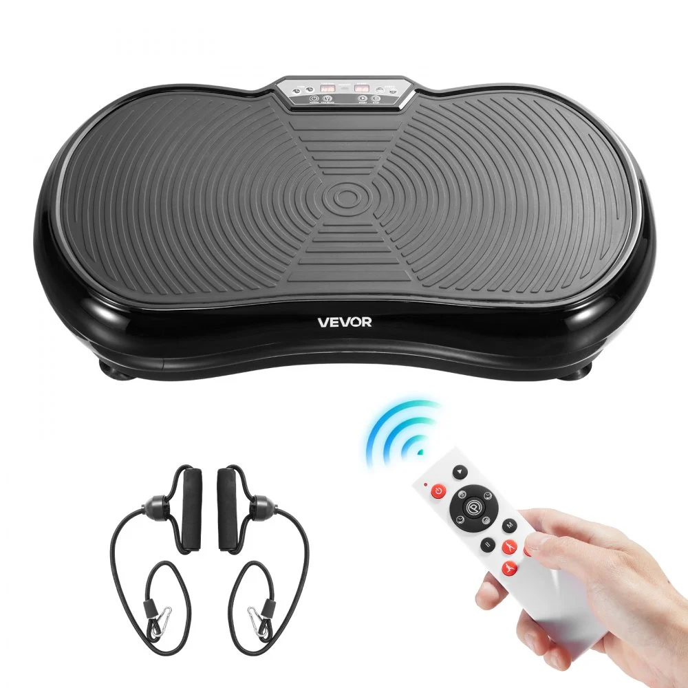 VEVOR Vibration Plate Exercise Machine, Whole Body Shaker for Lymphatic Drainage and Weight Loss, Home Workout Gym Fitness Equipment with 2 Resistance Bands, Vibrating Platform for Women Men, Black
