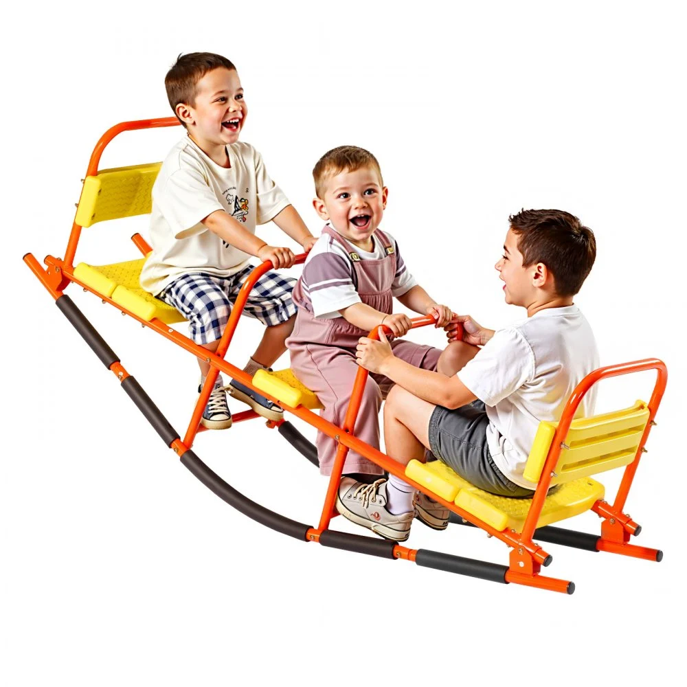 VEVOR Kids Seesaw, 200 lbs Load Capacity, Metal Rocking Teeter Totter with Handles, Toddler Seesaw for Children Aged 3+, Kids Outdoor Playground Equipment for Lawn, Backyard, Playground, 2 Seats
