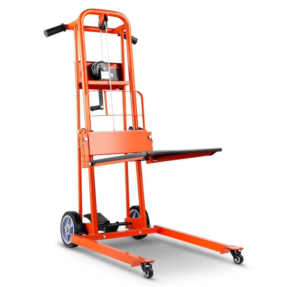 Summer Sale

        
               VEVOR Material Lift Winch Stacker, 330 lbs Capacity Pallet Truck Dolly, 42.9 in Max Lifting Height Manual Winch Stacker, Multifunctional Manual Pallet Truck Stacker with Swivel Casters and Lift Plate