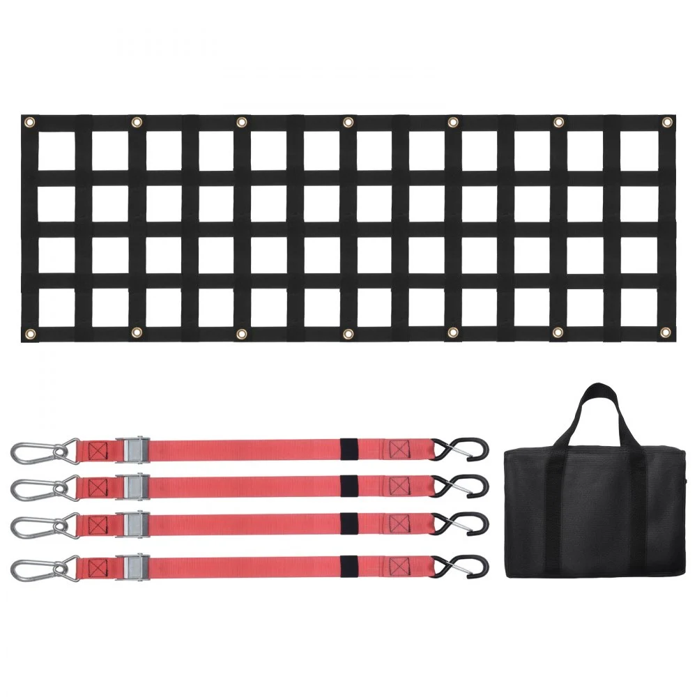 VEVOR Tailgate Net, 54 in x 18 in, Heavy Duty Cargo Net for Truck Bed with 4 Adjustable Telescopic Straps, Extendable & Durable, Flexible Adjustment, Suitable for Pickup, Trailer, Truck, Jeep, SUV