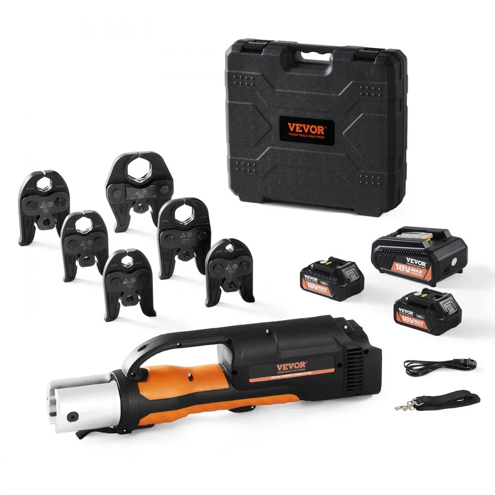 Summer Sale
VEVOR Press Tool, 18V Electric Pipe Crimping Tool for 1/2" to 2" Copper Pipes, 32KN Press Tool Kit Compatible with ProPress - with 6 VUS Press Jaws, 2pcs 4AH Battery, Fast Charger & Carrying Case
