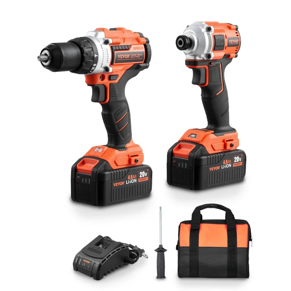 Summer Sale

        
               VEVOR Tool Combo Kit, 20V Max Cordless 2-Tool Combo Kit, with 1/2 in Impact Drill, 1/4 in Impact Driver, Compact Cordless Power Tool Combo Kit with 4.0 Ah Batteries, Screws, Charger, and Cloth Bag