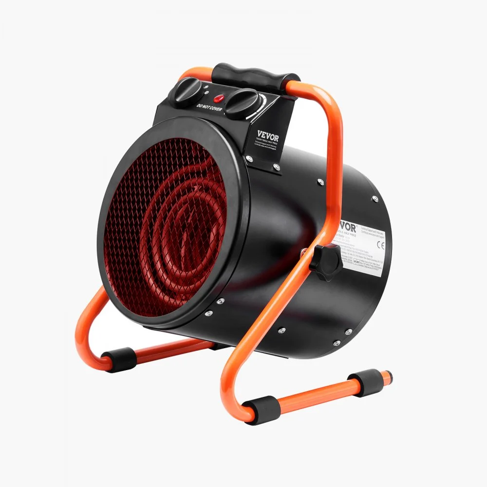 VEVOR Greenhouse Heater, 1500W Fast Heating with Overheat Protection, 2-Speed Setting Small Grow Tent Heater, Electric Portable Heater Fan for Green House, Flower Room, Workplace, IP24 Waterproof