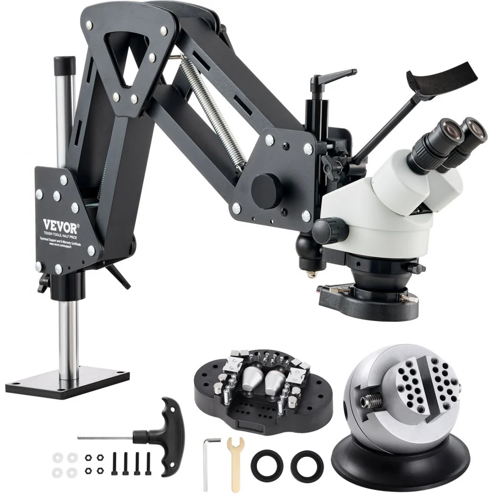 Summer Sale
VEVOR Multi-Directional Microscope with Spring Bracket, 7X-45X Magnification Jewelry Microscope, Micro Jewelry Inlaid Stand with Integrated USB Ring LED Light and 360° Ball Vise, for Jewelry Inlay