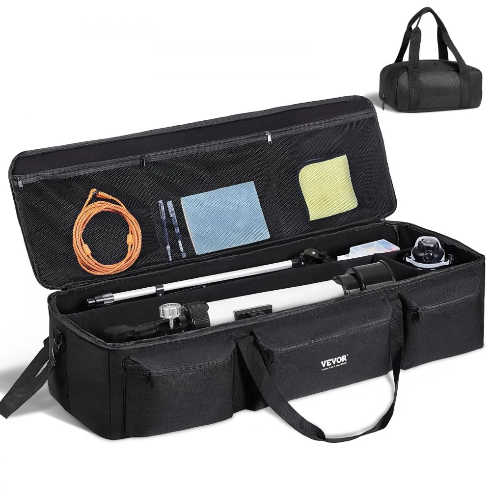 VEVOR Telescope Case, 40.7", Telescope Large Storage Bag with Fixed Buckles, Multi-Pocket & Detachable Divider, Shock-Absorbent Telescope Carrying Case for Optical Tube & Tripod, Counterweight Pocket